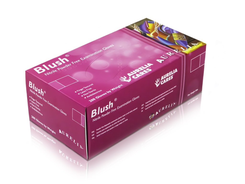 Guantes de Nitrilo Fucsia Blush Talla S Caja de 200 Unds AURELIA