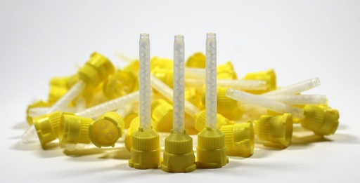 [PUN-MEZ-GEN-BASE1] Puntas Mezcladoras Amarillo Paq de 50 unds con una proporción de 1:1 