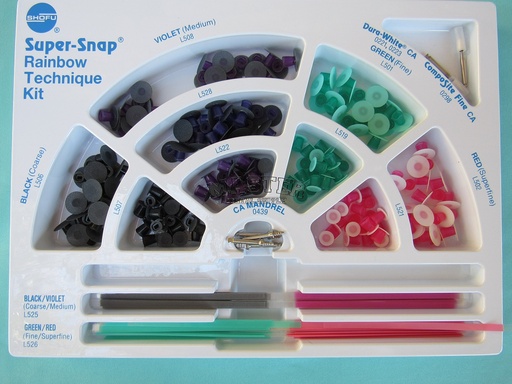 [KIT-DIS-SHO-BASE2] Kit de Discos Super-Snap Rainbow 180 Discos SHOFU Incluye Mandriles y Tiras de pulido