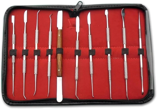 [KIT-INS-GEN-BASE1] Kit de Instrumental para Tallado de Cera de Acero Inoxidable 10 Unds