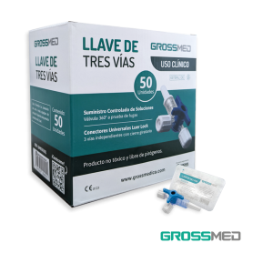 [LLA-TRE-GRO-KIT1] Llave de Tres Vías Estéril Caja x 50 Unds GROSSMED 
